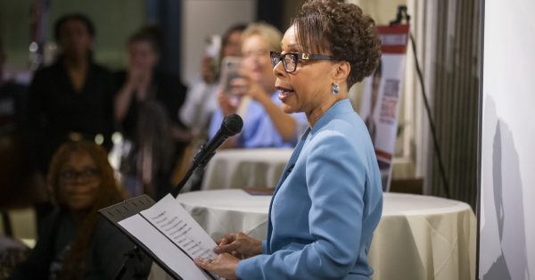 Judge Goodwine gives her victory speech to those in attendance at her watch party in Lexington, Kentucky, on Nov. 5, 2024. Photo by Arden Barnes