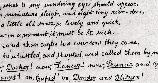 From the handwritten manuscript of “A Visit From St. Nicholas” by Clement C. Moore. (Wikipedia Commons image from New York Historical Society)