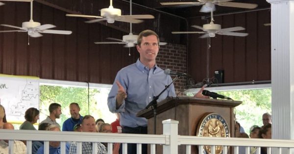 Then-Attorney General Andy Beshear at Fancy Farm in 2019. (Photo by Matt Markgraf, WKMS)