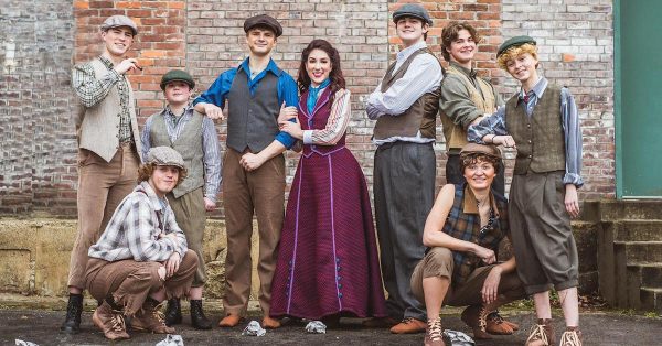 Cast members of Campanile Productions' musical, "Newsies," slated for March 10-13 at the Alhambra. (Campanile Facebook photo)