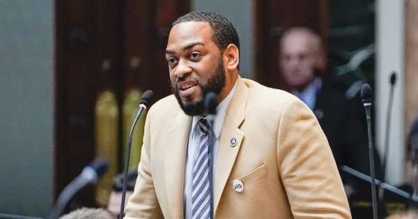 Charles Booker, then a Kentucky state senator, speaks in the General Assembly in 2020. (Photo from WKMS)