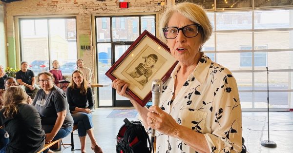 Constance Alexander at a poetry workshop she led in September 2022 at Hopkinsville Brewing Co. (Hoptown Chronicle photo)