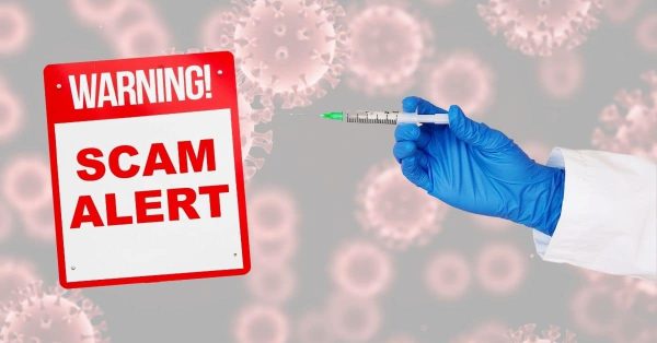 coronavirus vaccine scam alert graphic