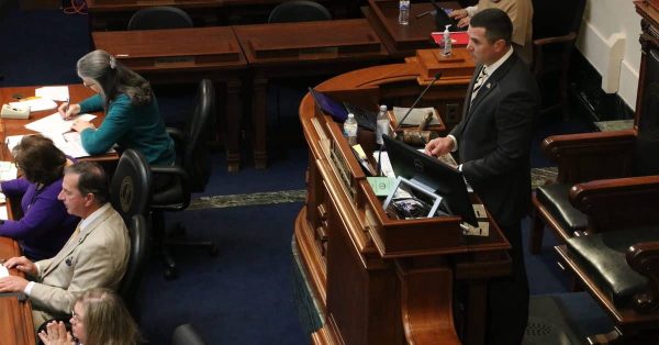 Speaker Pro Tem David Meade presides over the House on Wednesday, March 9. (Kentucky Lantern photo by Liam Niemeyer)