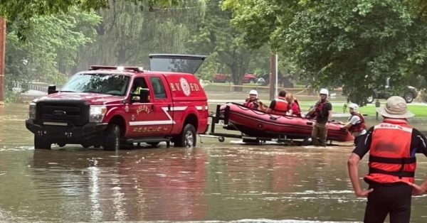 rescue boat in flood