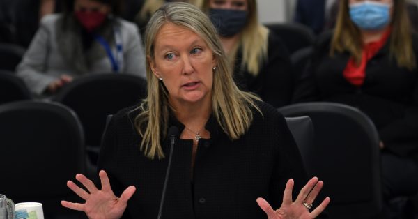 Senate Majority Caucus Chair Julie Raque Adams, a Louisville Republican, presents legislation during a Senate Health and Welfare Committee meeting o Jan. 26, 2022. (Kentucky Legislative Research Commission photo)