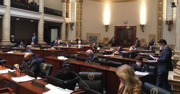 The Kentucky Senate during the General Assembly's 2022 regular session. (Photo by Stu Johnson, Kentucky Public Radio)