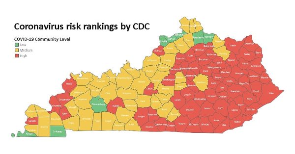 State Department for Public Health version of CDC map, adapted by Kentucky Health News