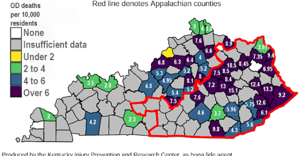 Kentucky Injury Prevention and Research Center map, enhanced by Kentucky Health News.