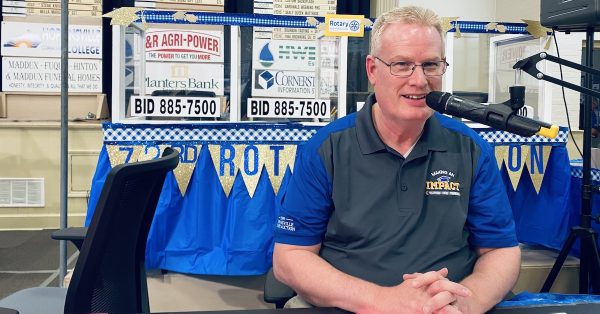 Jeff Sisk is a Hopkinsville Rotarian and the station manager for WHOP Radio. The station has carried live broadcasts of every the Rotary Auction going back to the first one in 1951. (Hoptown Chronicle photo by Jennifer P. Brown)