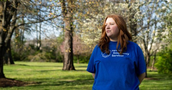 Engagement specialist Sunshine Randolph poses for a portrait on April 12, 2023, at New Vista in Lexington. (Kentucky Lantern photo by Carter Skaggs).