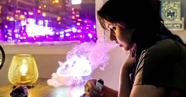 young woman vaping