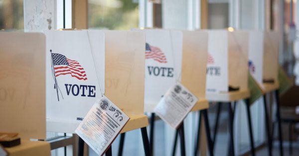 Voting booths at Hermosa Beach City Hall during California Primary