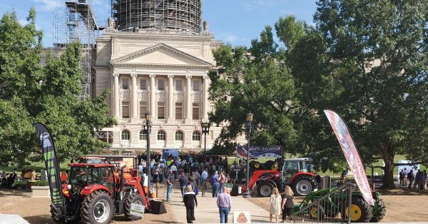 Farm machinery was part of the scene Wednesday, Sept. 20, 2023, at the Kentucky State Capitol for Farmer Appreciation and Award Day. (Kentucky Today photo by Tom Latek)