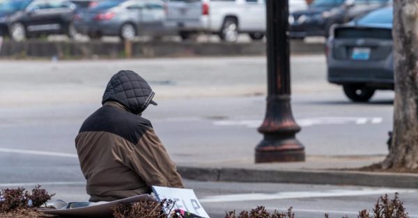 homeless person's back