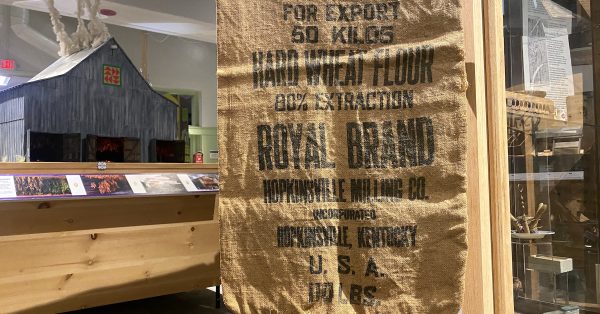 Burlap sacks like this one in the collection of the Museums of Historic Hopkinsville-Christian County carried flour from Hopkinsville Milling Co. to western European countries following World War II as part of the Marshall Plan. (Photo provided)