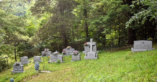 The family cemetery in Breathitt County where J.D. Vance’s grandparents and other ancestors were laid to rest, a place he evoked in a recent speech. (Kentucky Lantern photo by Kevin Nance)