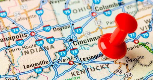 kentucky roap map pinned