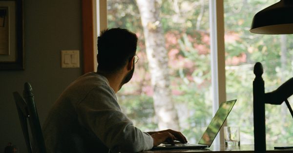 remote worker at window