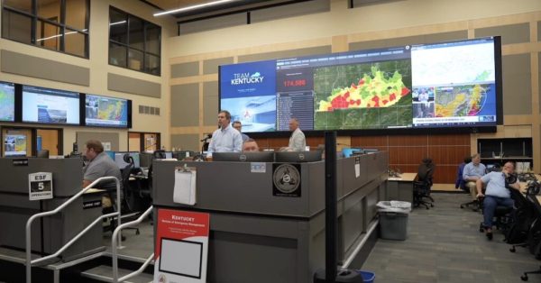 Kentucky Gov. Andy Beshear speaks from the Kentucky Emergency Operations Center in Frankfort in the aftermath of severe weather in central and western Kentucky. (YouTube image from Office of Kentucky governor)