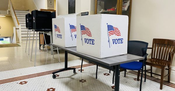 The polling center inside the Christian County Courthouse for the 2023 primary election. (Hoptown Chronicle photo by Jennifer P. Brown)